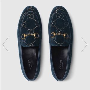 Blue Velvet Gucci Loafers Brand New